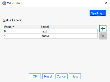 SPSS Label Values